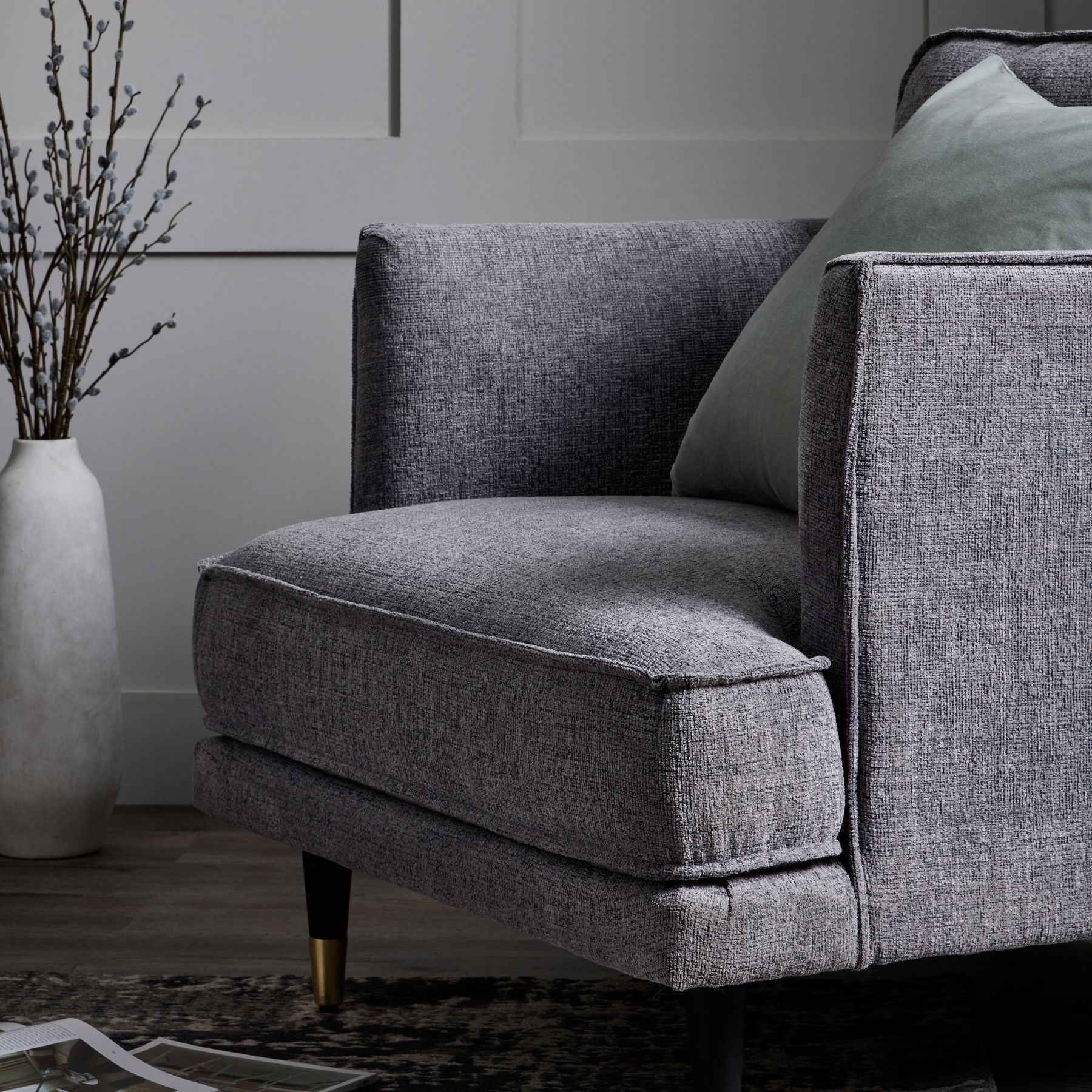 The Hampstead Grey Velvet Armchair