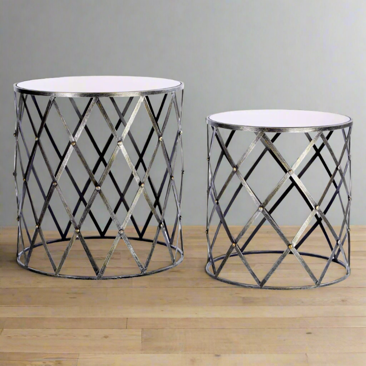 The Geometric Tables - Silver Set of Two