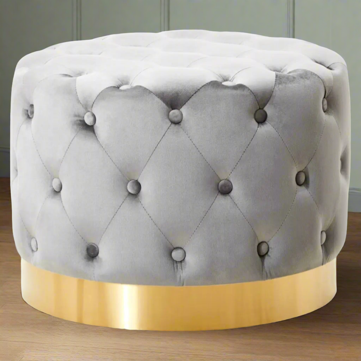 The Daphne Grey Velvet Stool