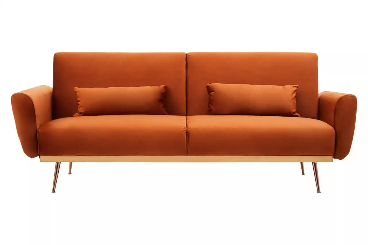 The Burnt Orange Statement Velvet Sofa Bed