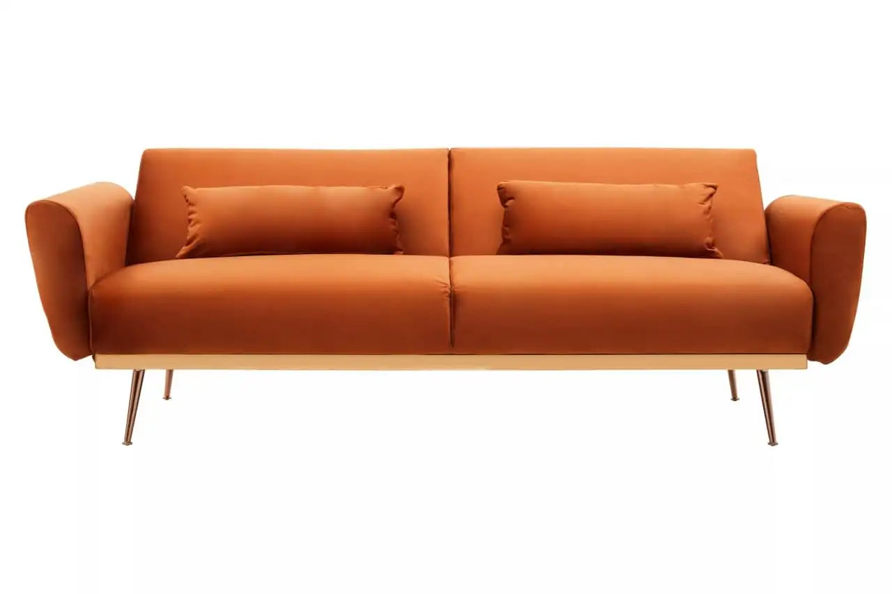 The Burnt Orange Statement Velvet Sofa Bed