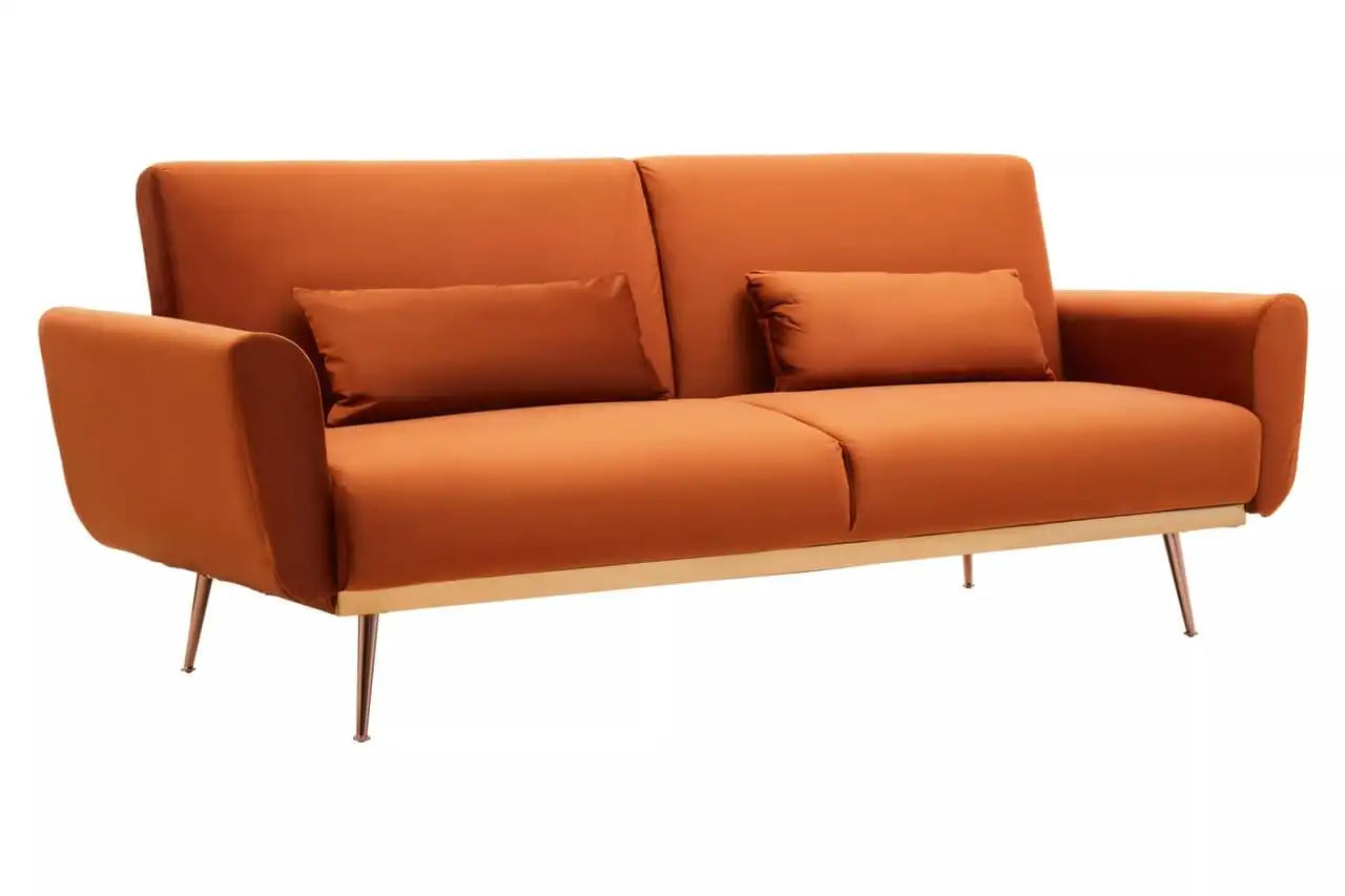 The Burnt Orange Statement Velvet Sofa Bed