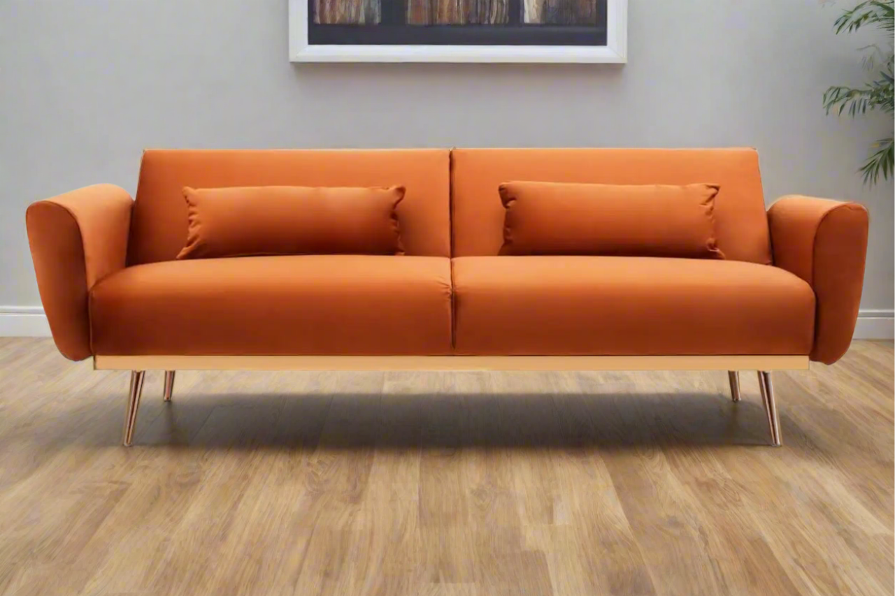 The Burnt Orange Statement Velvet Sofa Bed