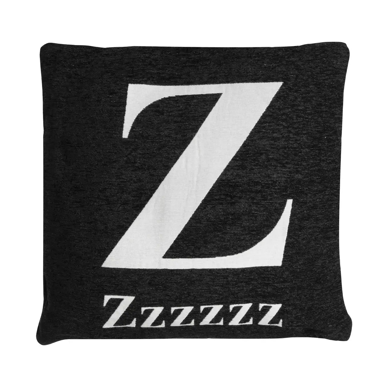 The ''Zzzzzz" Cushion in Black and White.