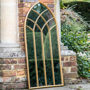 The Glastonbury Gold Outdoor Mirror