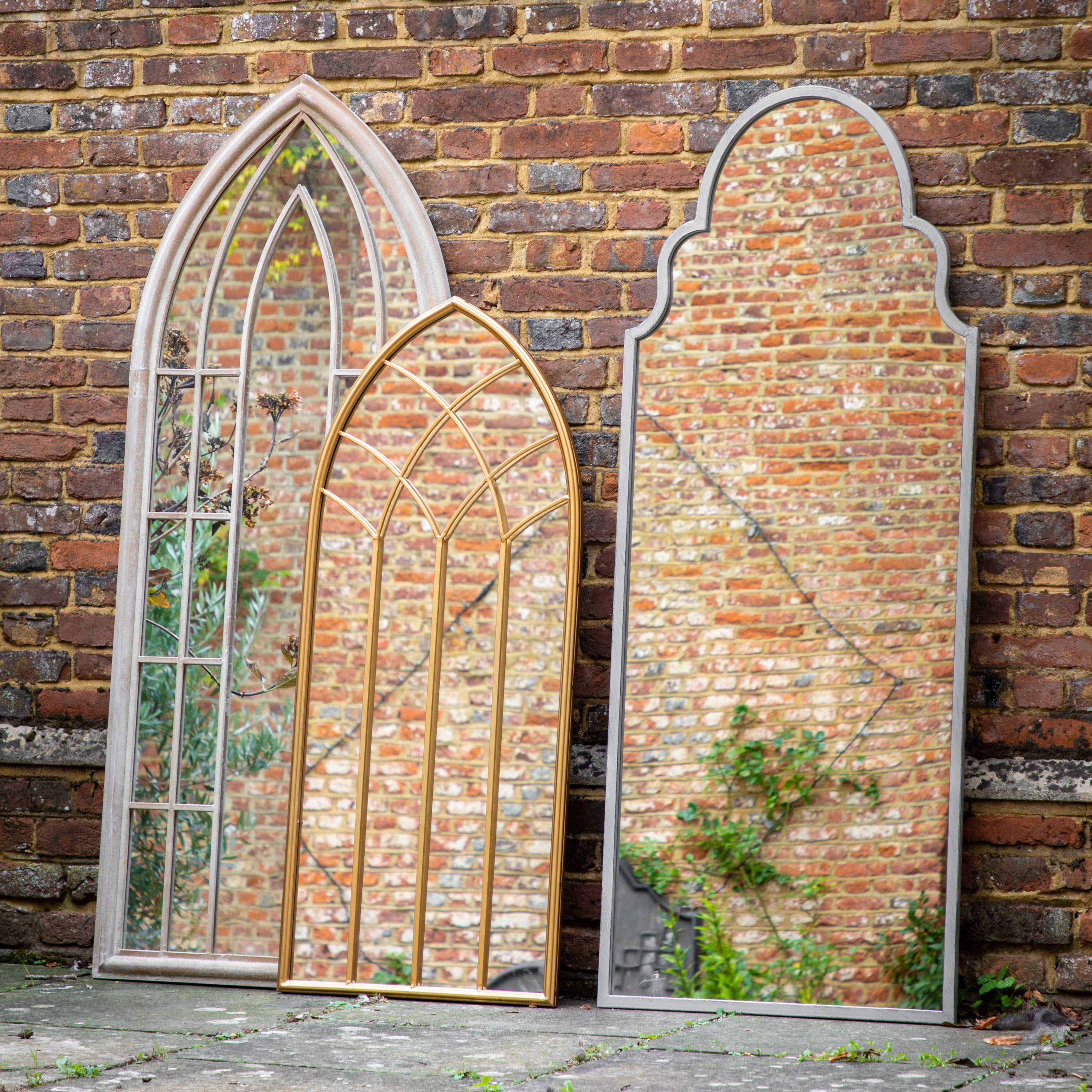 The Glastonbury Gold Outdoor Mirror