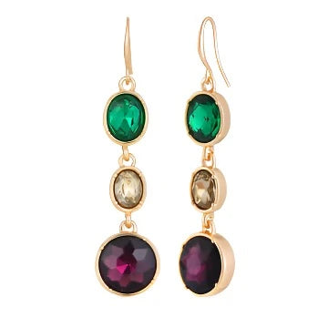 The Emerald and Burgundy Crystal Drop Earrings