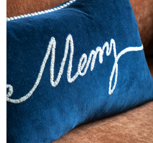 Blue Velvet Christmas Cushion