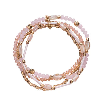 The Love Bracelet  (Rose quartz semi precious gold beaded bracelet)