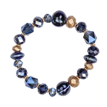 The Deep Blue Real Stone and Crystal Bracelet