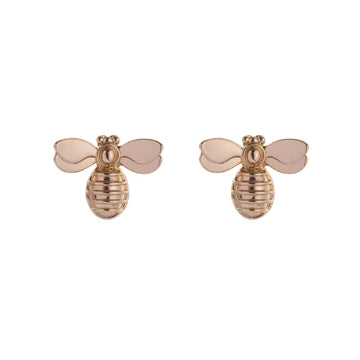 Busy bee stud earrings and matching necklace both gold plated