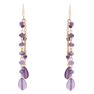 The Mulberry Gold and Amethyst Semi Precious Drop Earrings