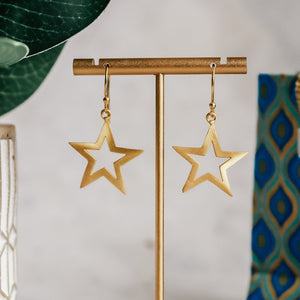 Star Design Gold Plated Earrings