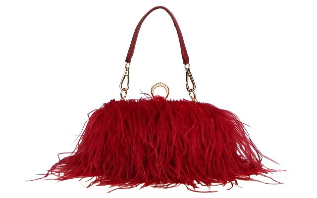 Amazon Ostrich Feather Clutch Bag Women Ostrich Feather Tote Bag