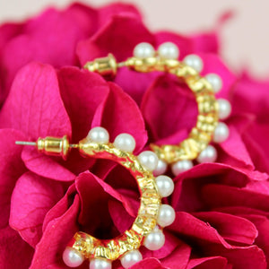The Pearl and Gold Plated Hoop Earrings.