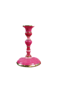 The Bohemian Pink Artisan Hand Crafted Enamel Candlestick