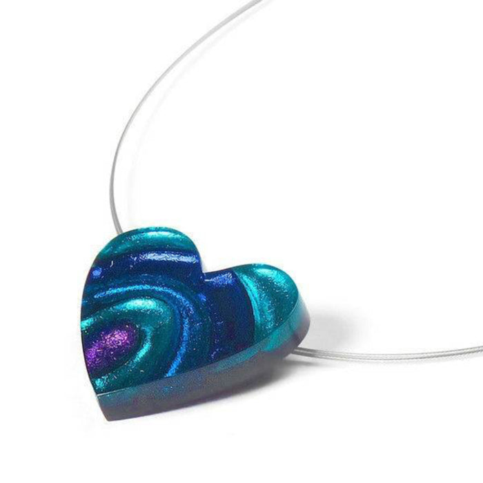 The Shades of Blue Purple Heart Necklace (Matching earrings available).