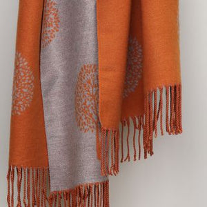 The Luxury Orange and Grey Jacquard Weave Reversible Scarf